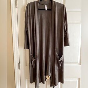 Zenana Premium 3/4 length sleeves open front duster cardigan